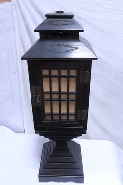 Large Wood Asian Vintage Lamp