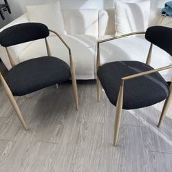 Assembled Modern Boucle Dining Chairs Armchair Set of 2