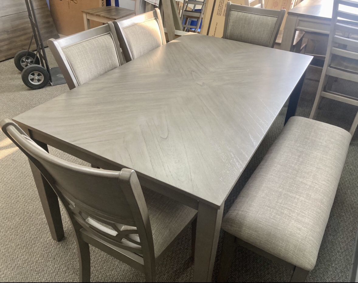 NEW 6 Piece Gray Dining Set