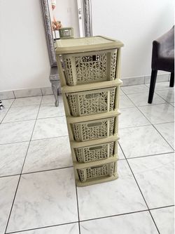 LIKE NEW! 5-Tier Slim Plastic Storage Drawer Tower (Khaki Green) - $20