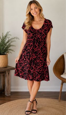 Apt. 9 Black & Red Floral Print Dress