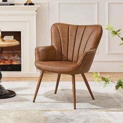 Accent Chair Modern Armchair for Living Room Bedroom, Retro Brown