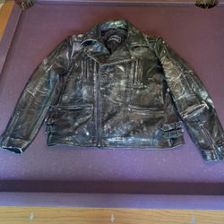 Distressed Leather Biker Jacket
