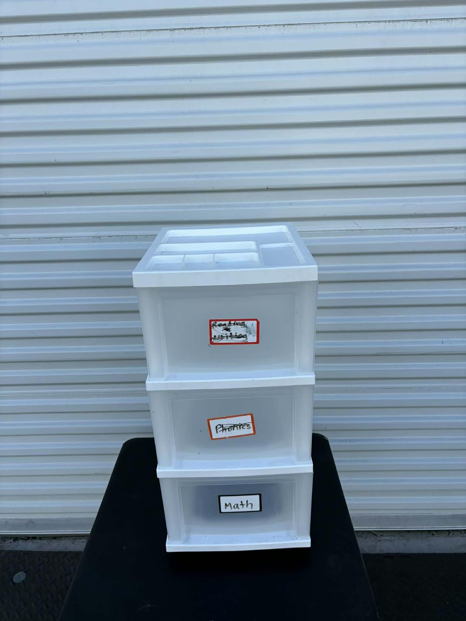 Plastic Storage Drawer Cart, Medium Home Organization Storage Container with 3 Large Drawers w/Removeable Wheels,Set of 1 (White)