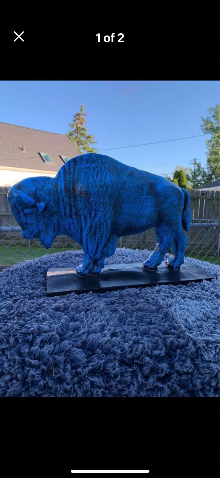 The Old Blue Buffalo Statue