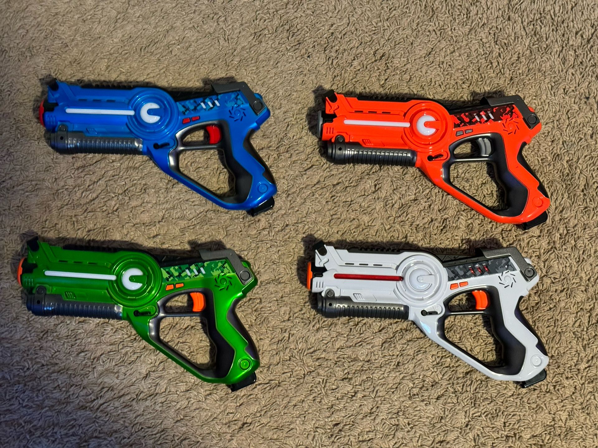 Red, White, Blue and Green Laser Guns
