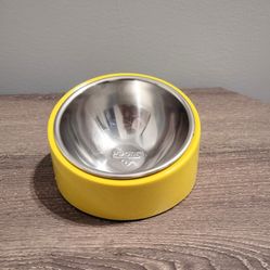 Yellow Slanted Dog Bowl, Non-Skid & Non-Spill, Small