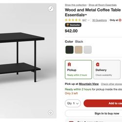 Coffee and Side Table (wood and metal)