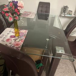 Dining Set Glass Table With 6 Chair