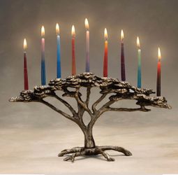 Tree of Life Metal Menorah