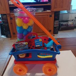 Wagon Easter Baskets
16 count Easter Eggs,
Beach tote with sand play tools,
Skip ball,
Boat,
Wind up swimming toy

Have 2 available 
$5 each