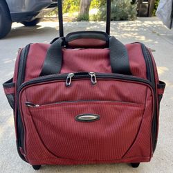 Briggs And Riley Red Cabin Ballistic Nylon Rolling Wheeled Travel Bag