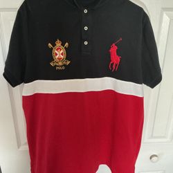 Ralph Lauren Black Polo with Gold Emblem XL Custom Slim Fit No Tag Big Pony