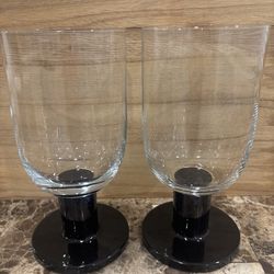 CRATE & BARREL Viva Black Vintage Steam Water Wine Glasses Goblets Set of 2