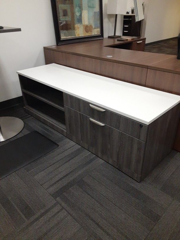 Large Credenza With Storage Cabinet And Bookshelve 