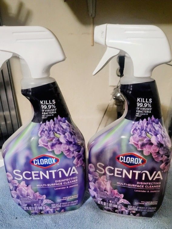 2 CLOROX SCENTIVA DISIINFECTANT 32OZ SPRAY BOTTLES FOR $8 /$8 Por Los 2
