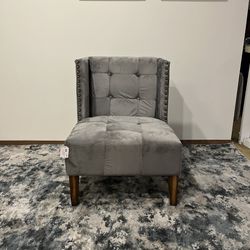 Gray Suede Studded Accent Chair