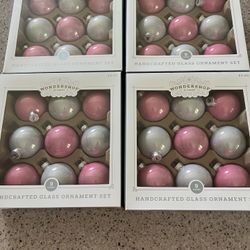 4 Boxes Of Glass Ornaments Never Used 