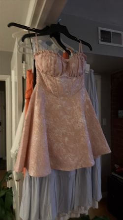 Pink Floral Strapless Mini Dress - small