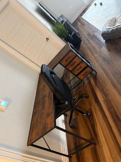 61” L-Shaped Office Desk + Ergonomic Office Chair