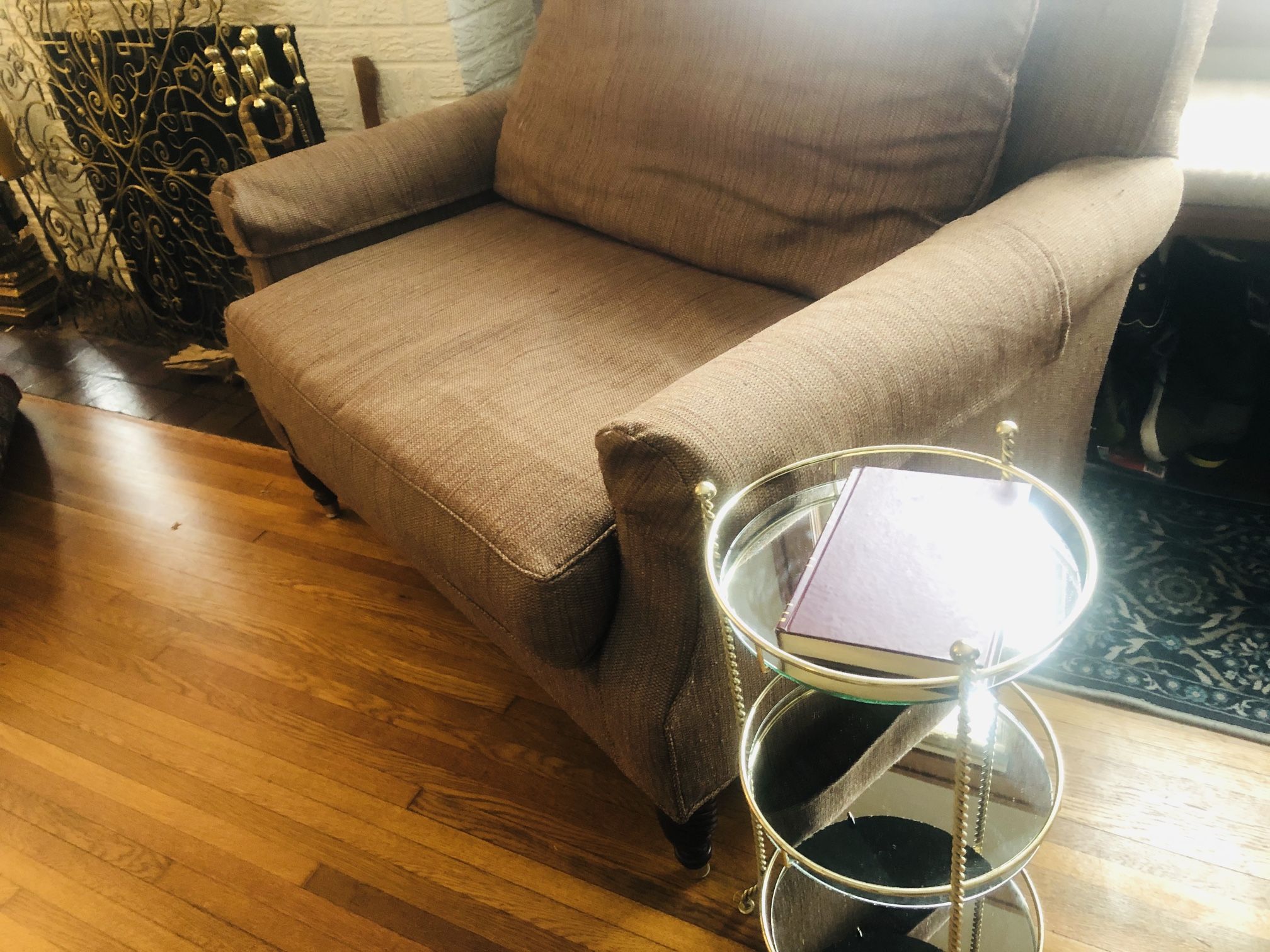 Chair Large Padded Cushion Oversized Loveseat wood legs Seats 2 
