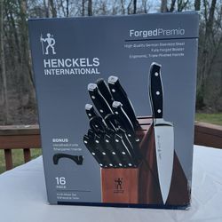 New HENCKELS Statement 16 Piece Kitchen Knife Block Set Forged Premio