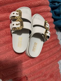 Versace Jeans Couture White Slide Sandals