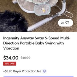 $30 Ingenuity Any Way Sway Power Adapt Dual Direction Baby Swing