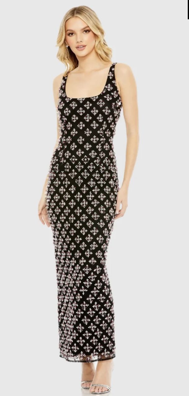 MAC DUGGAL- NEW Women’s Beaded Black Dress with Red Accents-Size 6