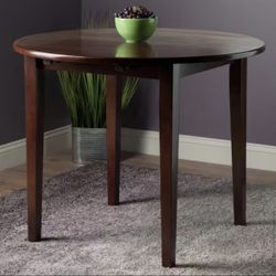 Clayton 36 in. Walnut Round Drop Leaf Table