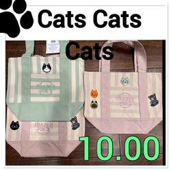 Trader Joe Cat Lady striped bag