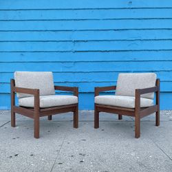 Pair Of Mid Century Modern French Style Lounge Chairs 