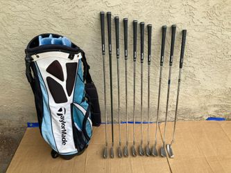 Ping ISI Blue, Black Dot, Spalding RH Irons & TaylorMade Bag.