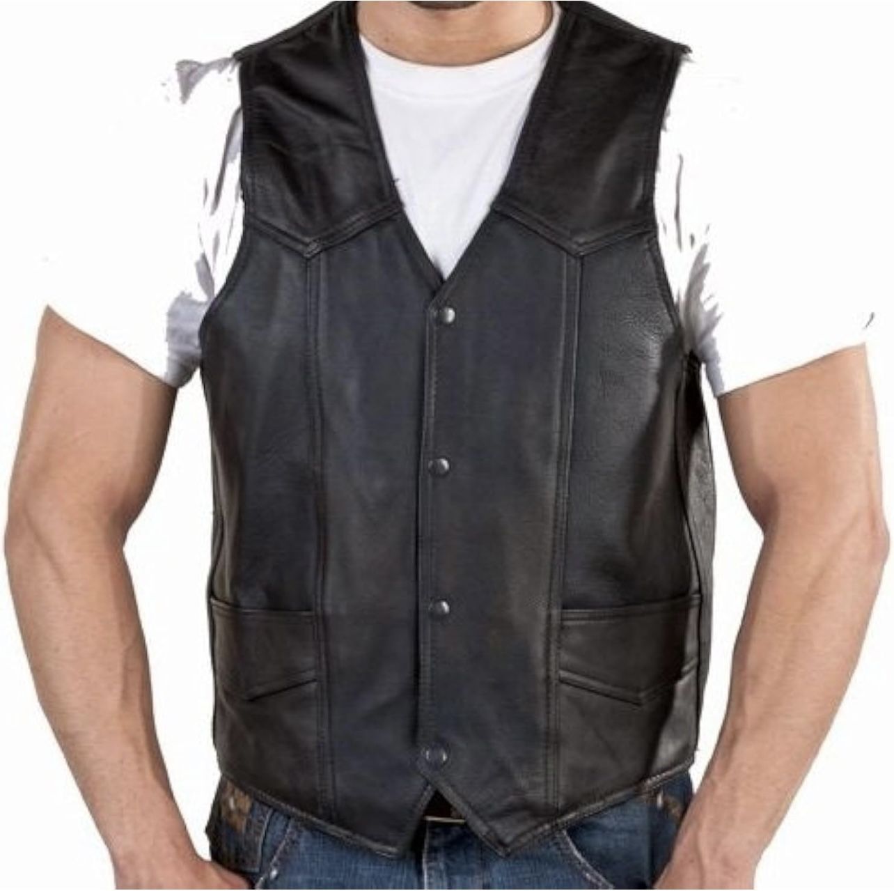 Reed Black Leather Vest Size Small 