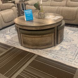 Beautiful Coffe Table With 4  Ottoman Storage Chair 