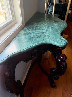 Antique Console Table with Green Marble Top