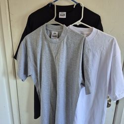 PRO CLUB WHITE 6 BLACK 6 GARY 6 TOTAL 18 PC MAN'S HEAVYWEIGHT COTTON SHORT SLEEVE T SHIRT SIZE L TALL