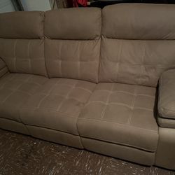leather 3-seater reclining sofa