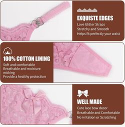 XL pink Women G-String Thongs T-back Lace Hollow Out Low Waist Thongs Floral Breathable Cheeky Underwear Panty