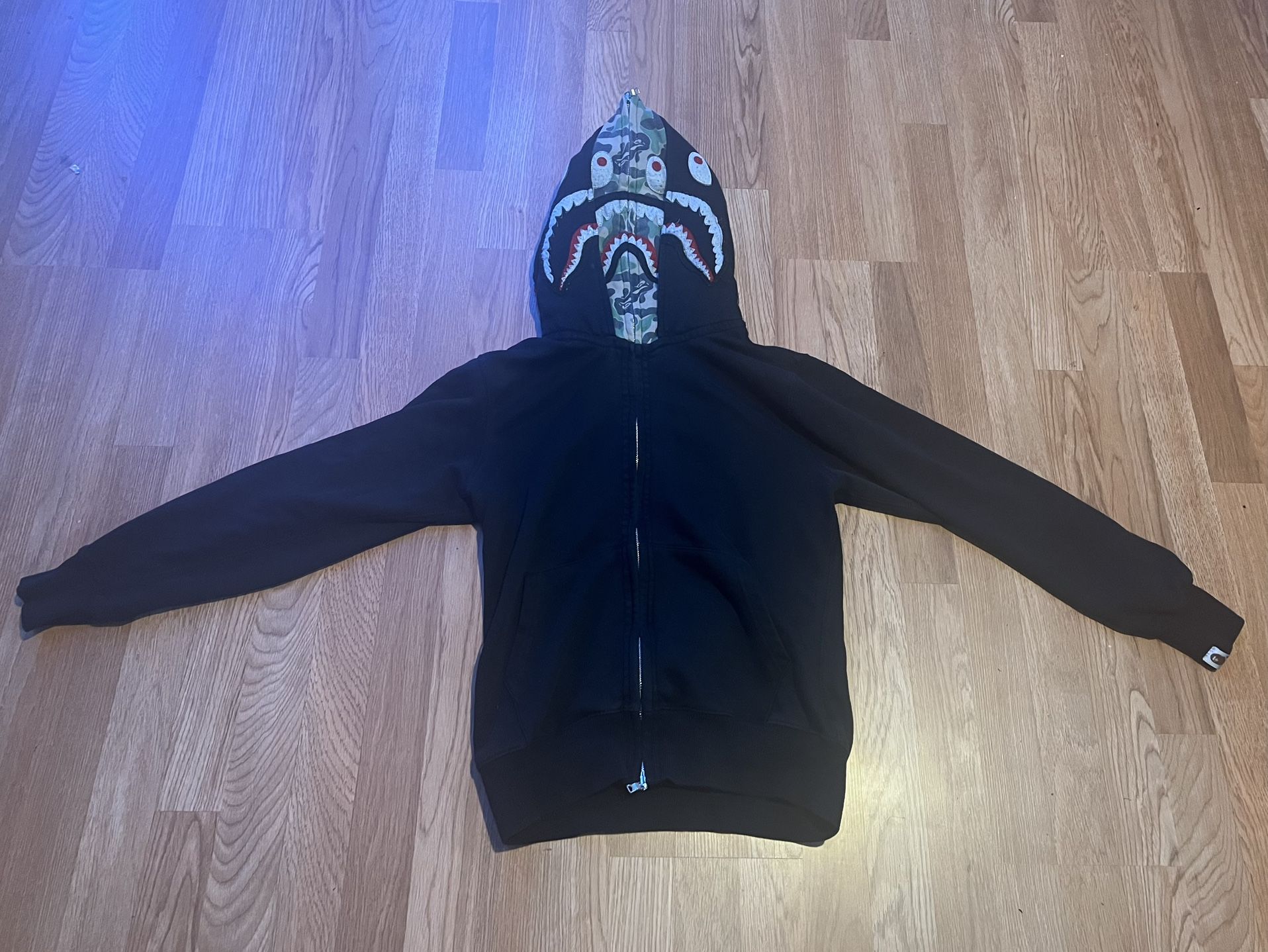 Bale Double Hooded Hoodie Zip Up (black And Came Green) Size XS