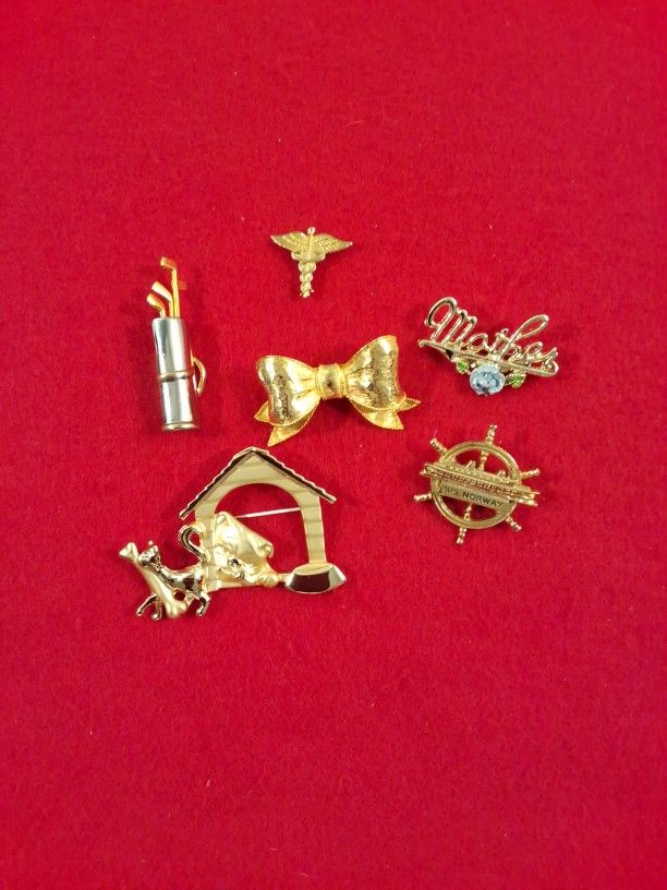 VINTAGE LOT OF 6 Brooches