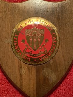 Vintage USC Grand Seal Metal/Wooden Plaque