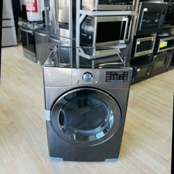 TurboSteam Smart Wi-Fi Enabled 7.4-cu ft Stackable Steam Cycle Dryer (Black Steel) ENERGY STAR