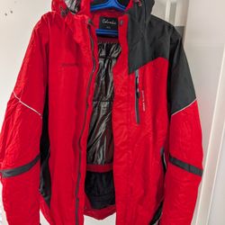Columbia Thermal Comfort Omni-Heat Heavy Winter Jacket Red Black Size XXL Coat