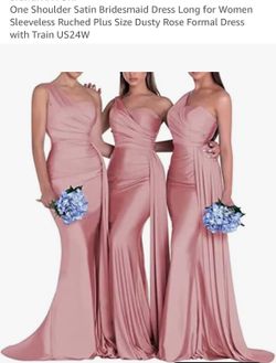 Pink satin formal dress