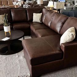 Genuine Leather Sectional && Mcdowlan 3 Piece Couch