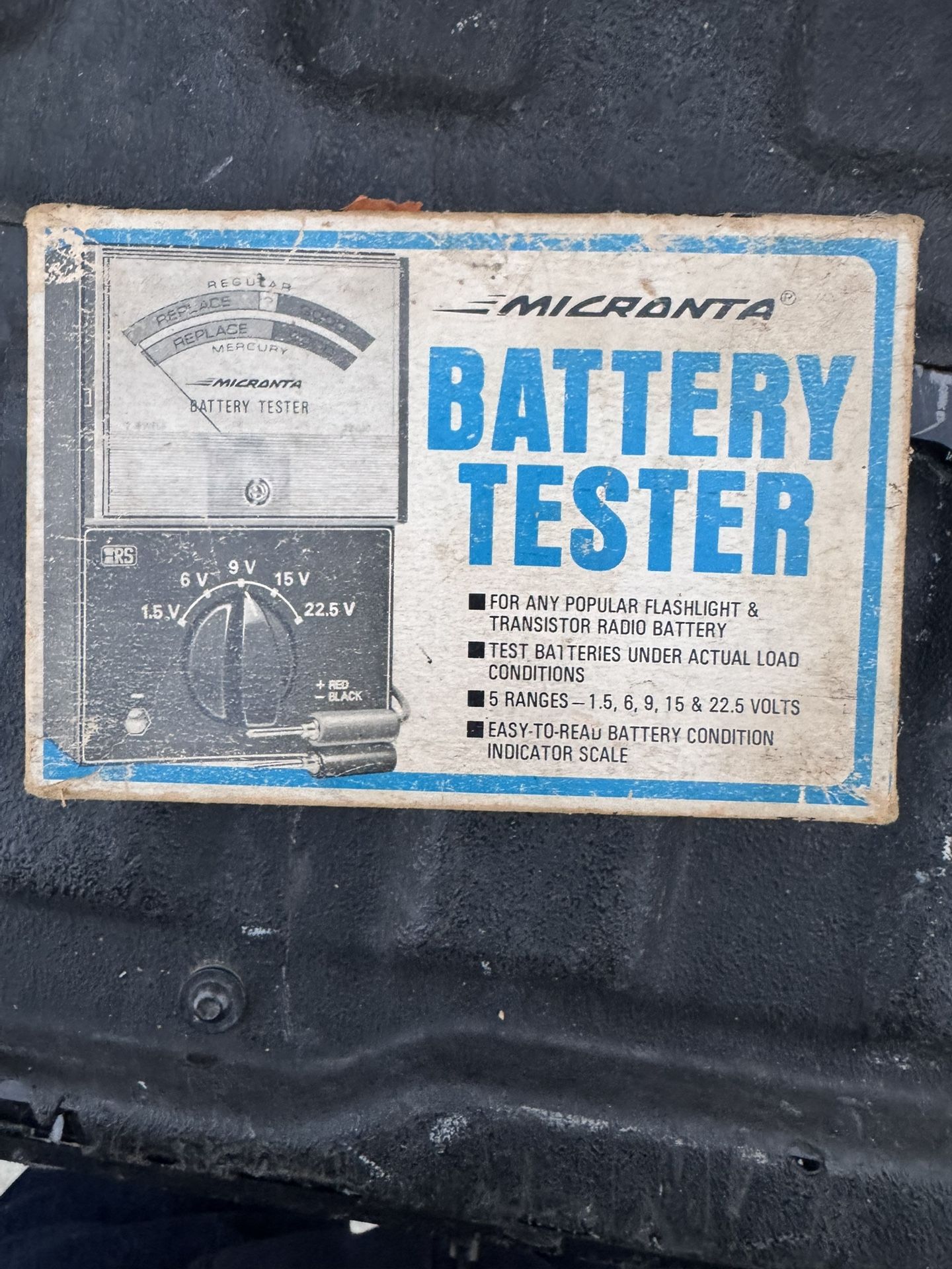 vintage Micronta battery tester, model 22-030A, sold by Radio Shack
