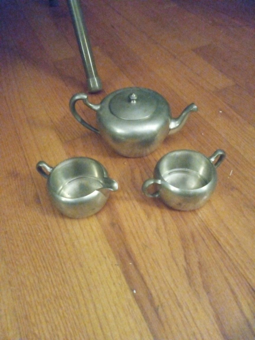 Solid Pewter Tea Set