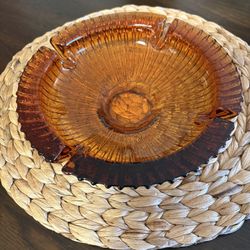 Blenko Sunburst Ashtray in Honey Amber 