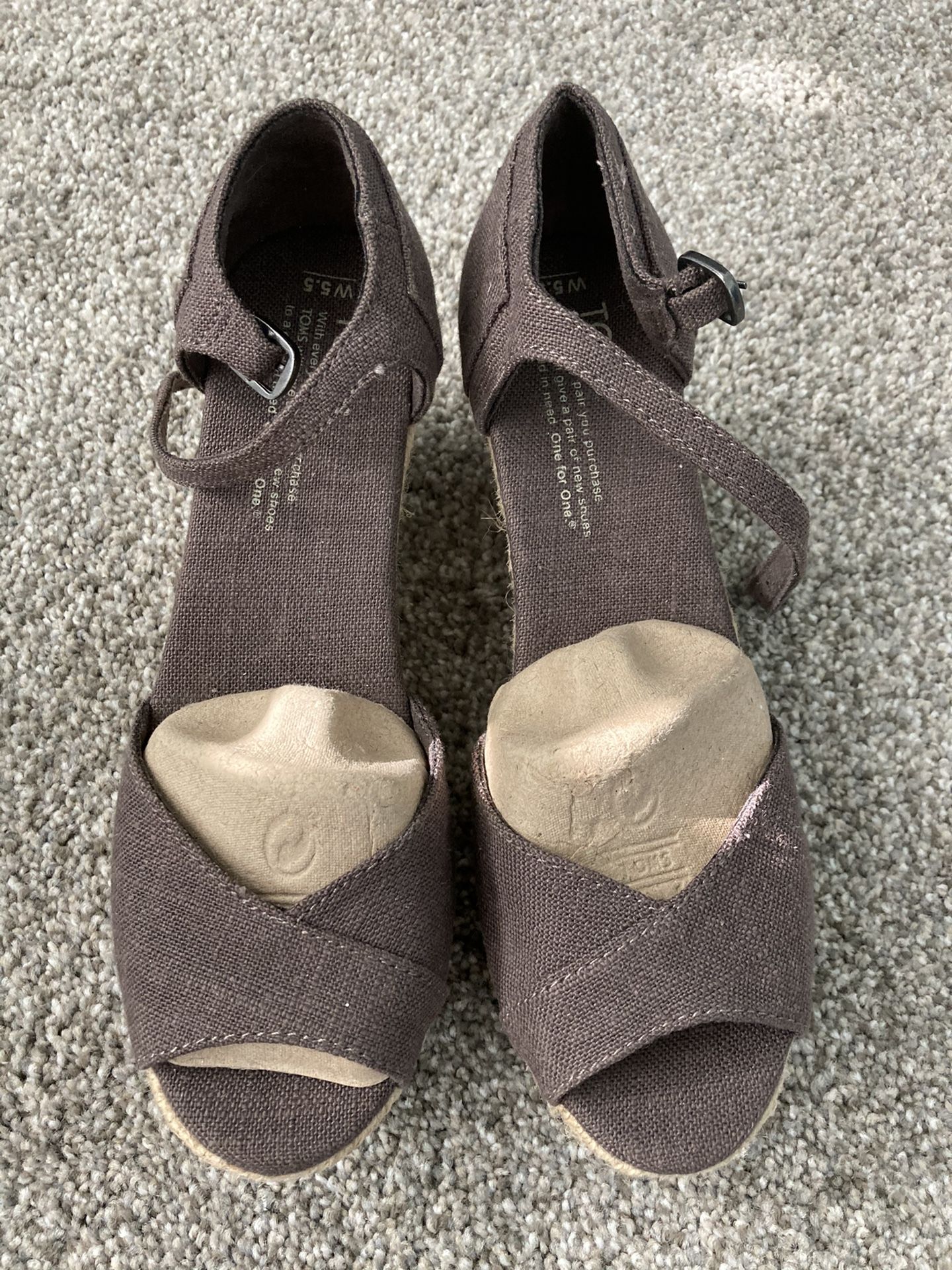 New Toms Linen Platform Wedges - Ash - Size 5.5
